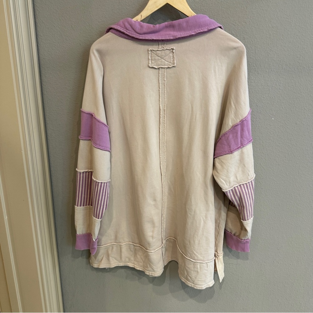 Free People | L | purple and off white Clean Prep Polo - Picture 3 of 13